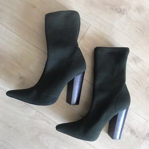 Siena Steve Madden Olive Stretch Fabric Booties